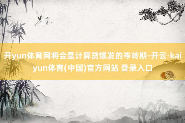 开yun体育网将会是计算贷爆发的岑岭期-开云·kaiyun体育(中国)官方网站 登录入口