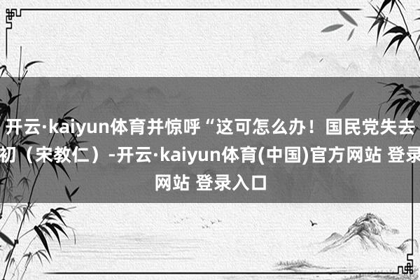 开云·kaiyun体育并惊呼“这可怎么办！国民党失去宋遁初（宋教仁）-开云·kaiyun体育(中国)官方网站 登录入口